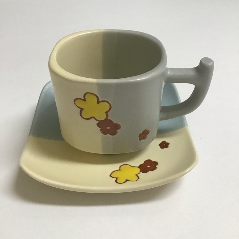 Japanese Pottery Espresso Coffee Cup & Saucer Tea Cup Mod Cherry Blossom Floral - Picture 11 of 15